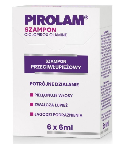 Pirolam Șampon anti-mătreață pliculețe 6x6ml Scurt Termen de valabilitate 31.08.2026r