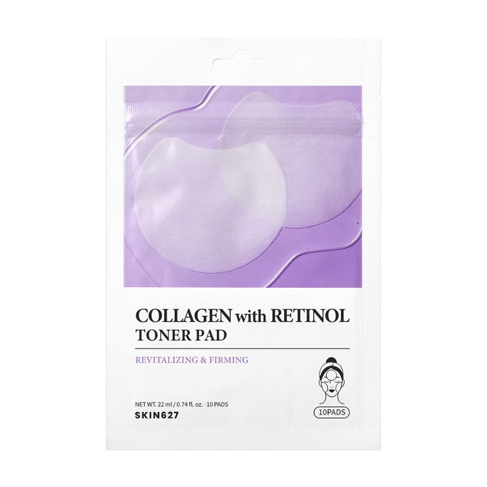 Skin627 Tampoane de tonifiere și netezire cu colagen și retinol 10 bucăți