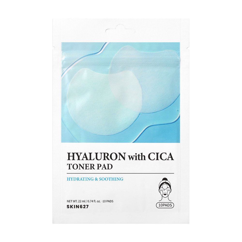 Skin627 Tampoane hidratante de tonifiere cu acid hialuronic și Centella Asiatica 10 bucăți