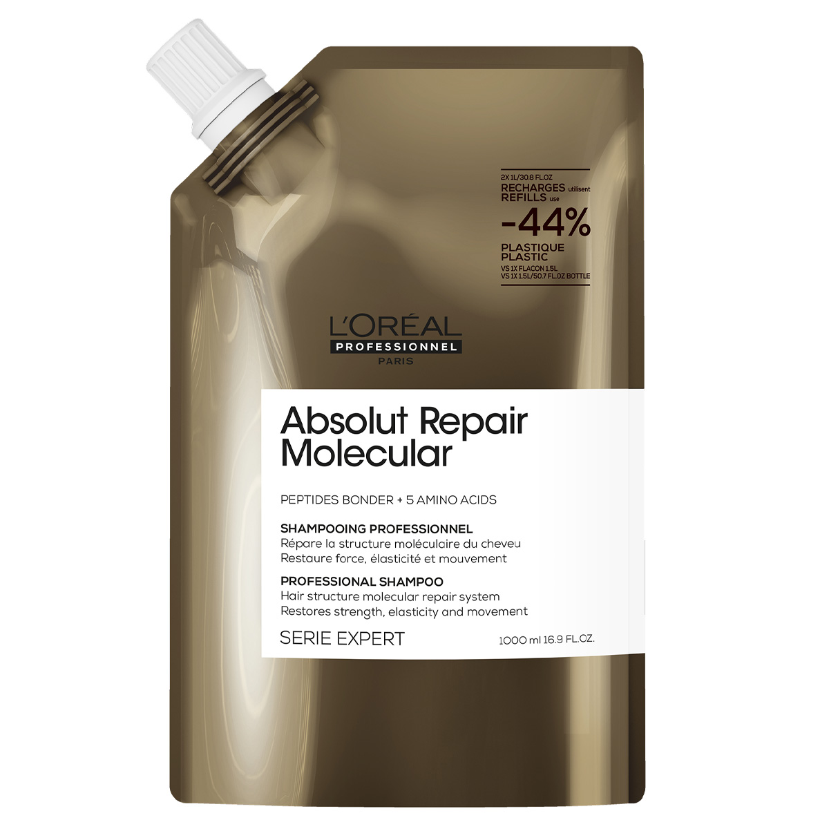 LOréal Professionnel Absolut Repair Molecular Șampon pentru păr, reumplere 1000 ml