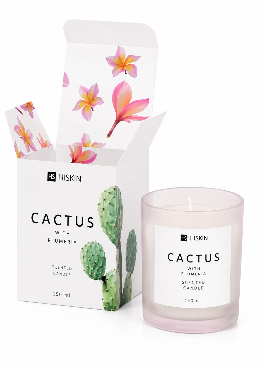 HISKIN Świeca Sojowa Kaktus z Plumerią 150ml