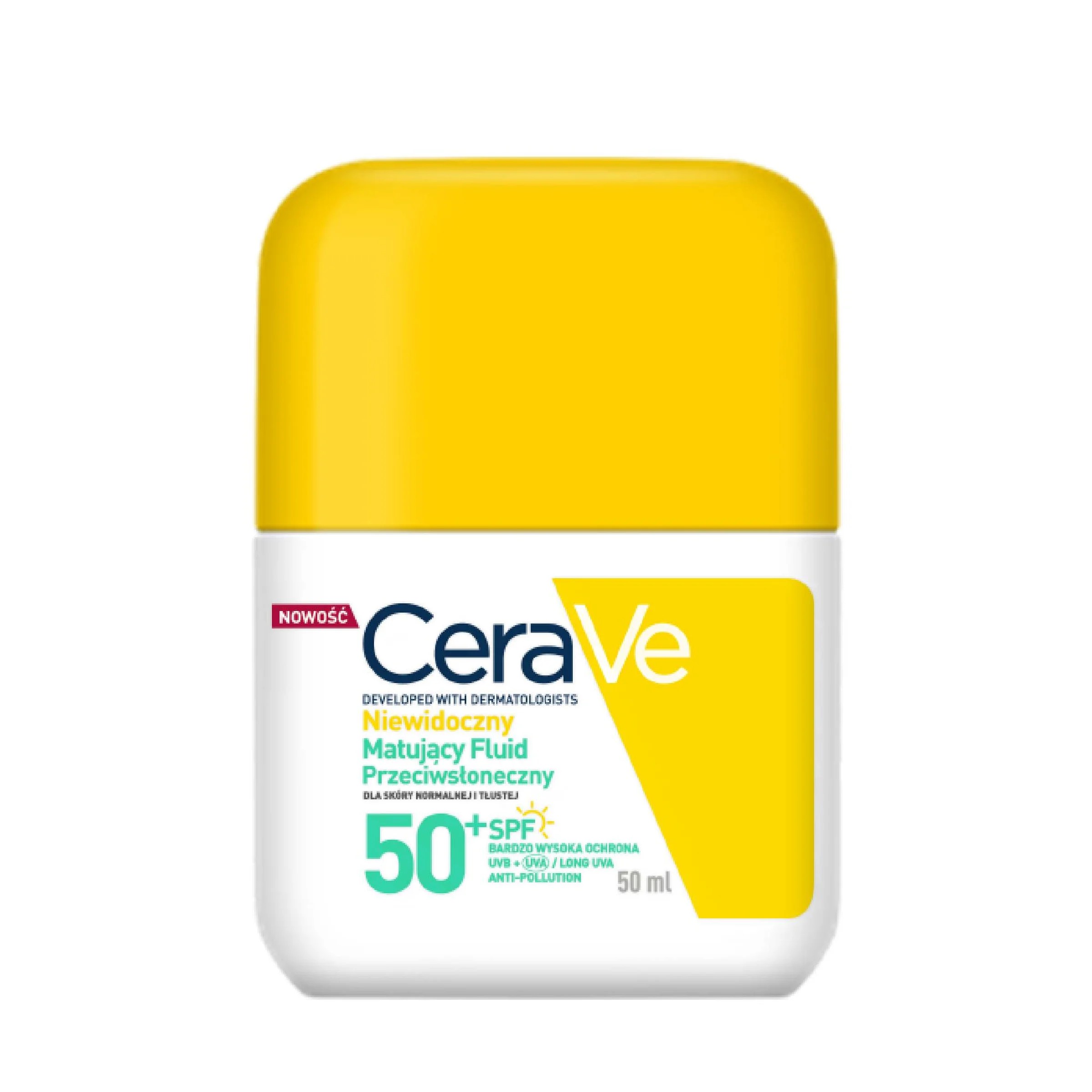 CeraVe Fluide Invisible Toucher Sec - Fluid matifiant pentru tenul gras și mixt, cu filtru SPF50+, 50 ml