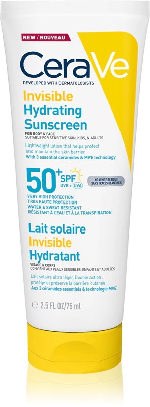 CeraVe Invisible Hydrating Sunscreen - Cremă hidratantă cu protecție solară SPF50+ 75 ml