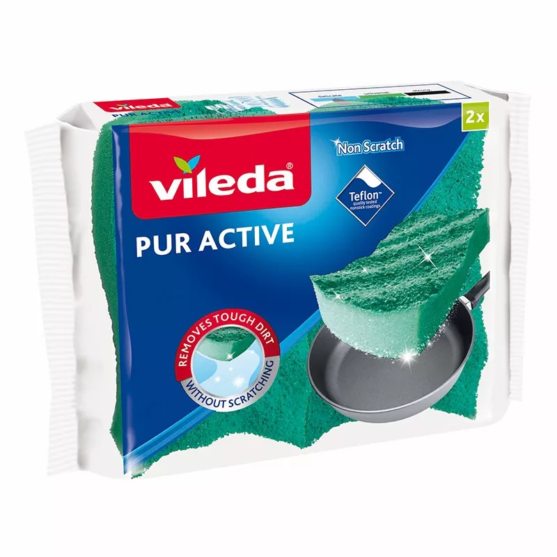 Vileda Pur Active Burete pentru spălat vase, 2 bucăți