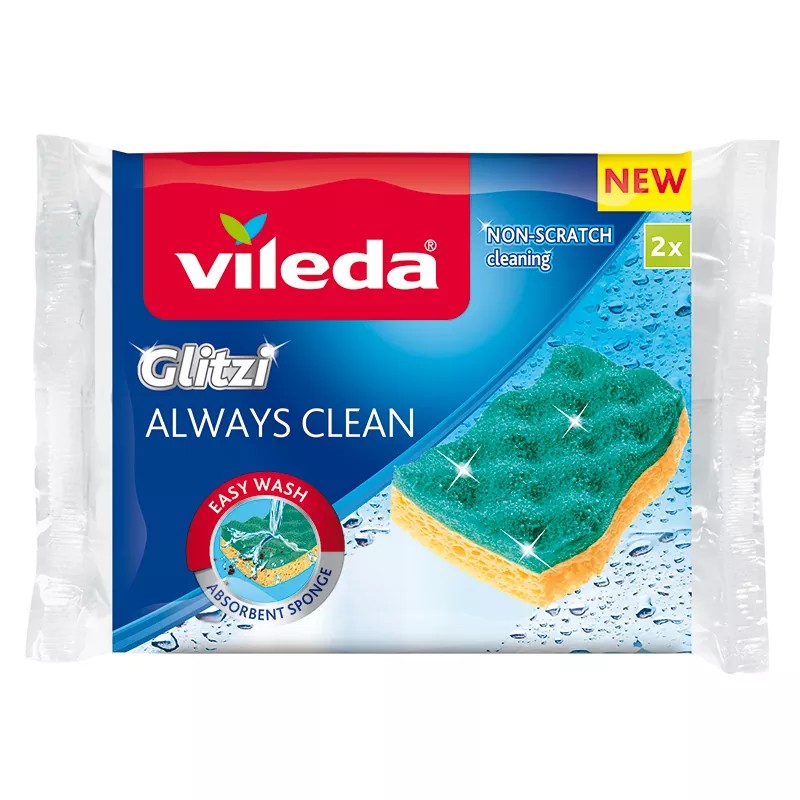 Vileda Glitzi Always Clean Burete pentru spălat vase, 2 bucăți