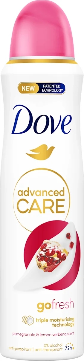Dove Advanced Care Go Fresh 72h Antiperspirant sub formă de spray cu aromă de rodie și verbină de lămâie, 250 ml