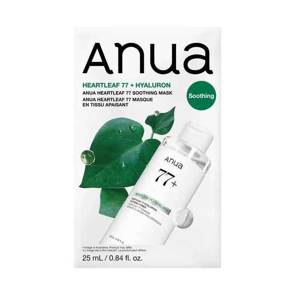 Anua Heartleaf 77 + Hyaluron - Mască calmantă sub formă de foaie