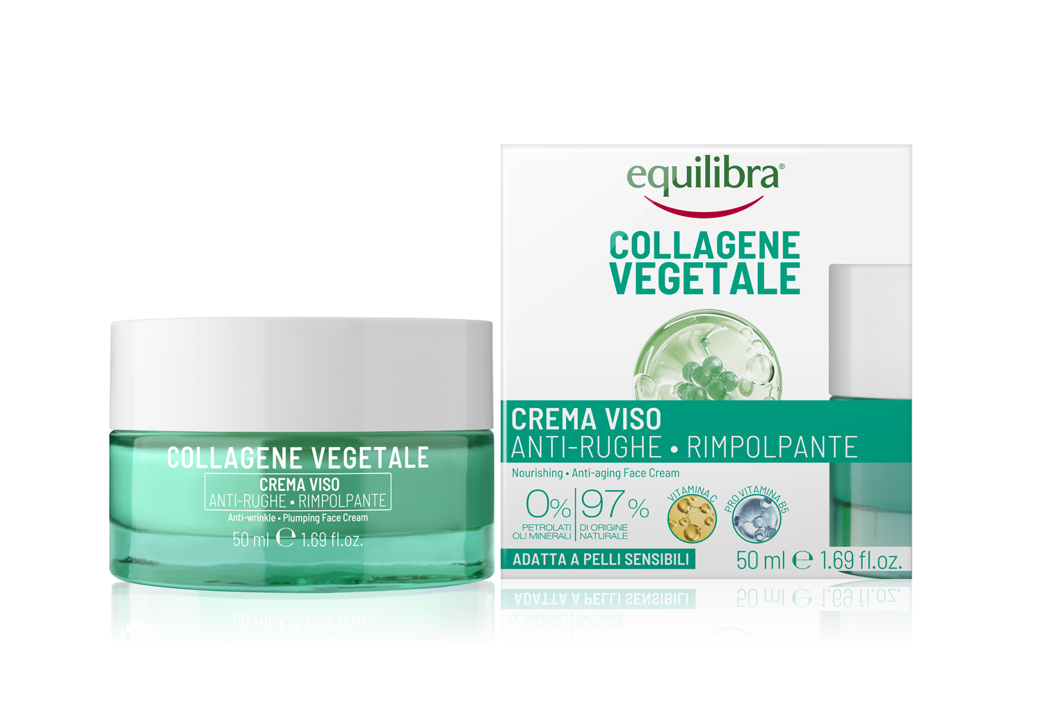 Equilibra Collagene Vegetale - Cremă de față antirid cu efect de umplere, cu colagen vegetal, 50 ml