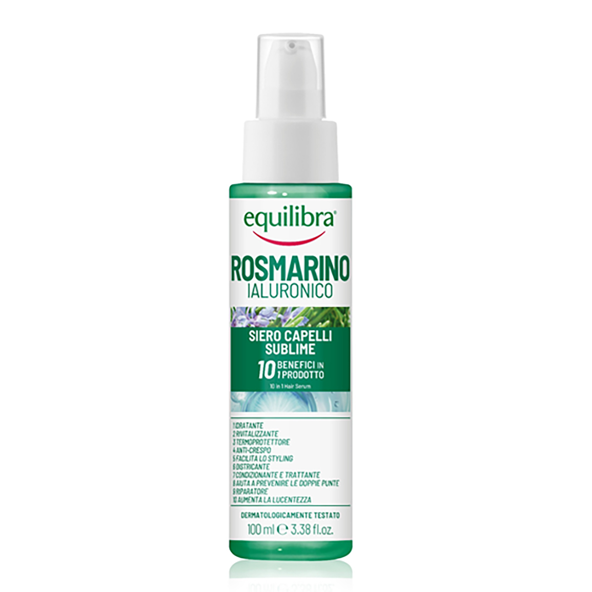 Equilibra Rosmarino Ialuronico - Ser pentru păr cu rozmarin și acid hialuronic 10 în 1, 100 ml
