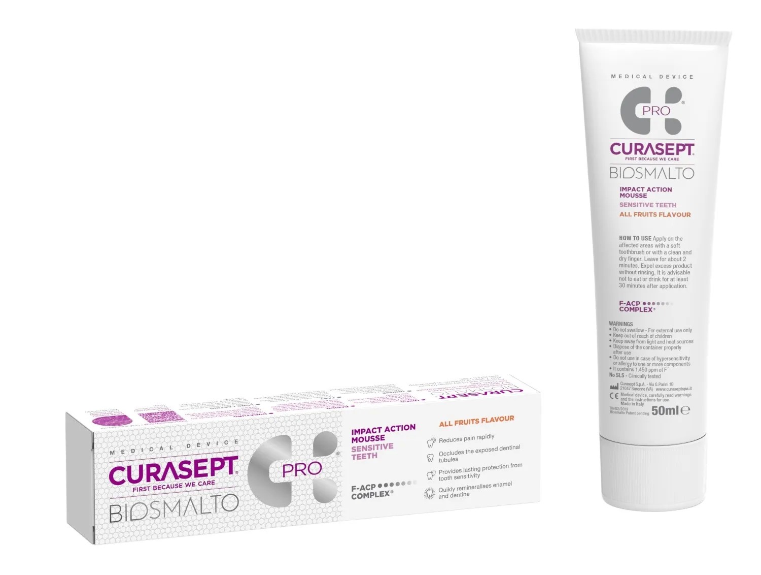 Curasept Biosmalto Sensitive Teeth - Pastă de dinți pentru dinți sensibili 50 ml