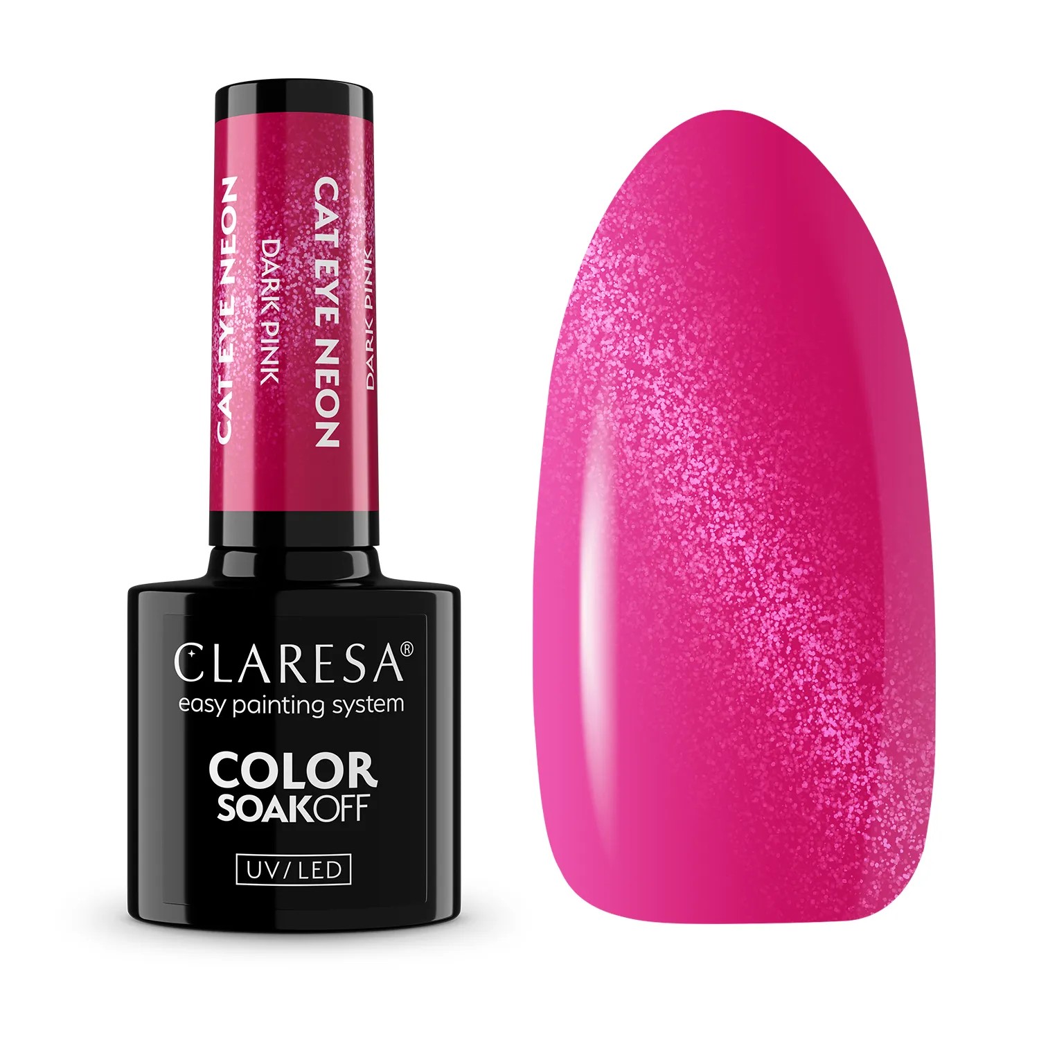 Claresa Lac de unghii hibrid Cat Eye Neon Dark Pink