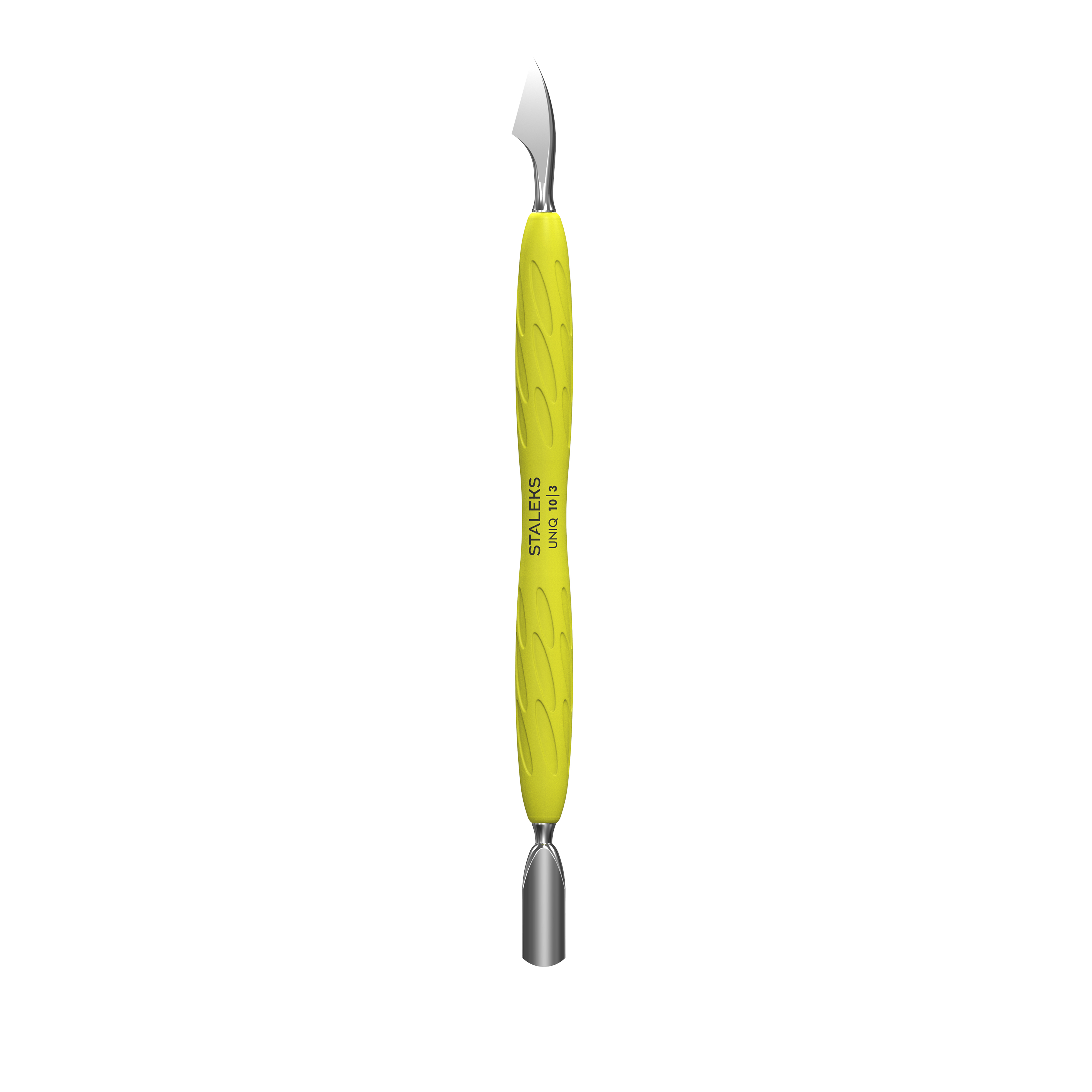 STALEKS Instrument pentru manichiură Gummy cu mâner galben din silicon UNIQ 10 TIP 3