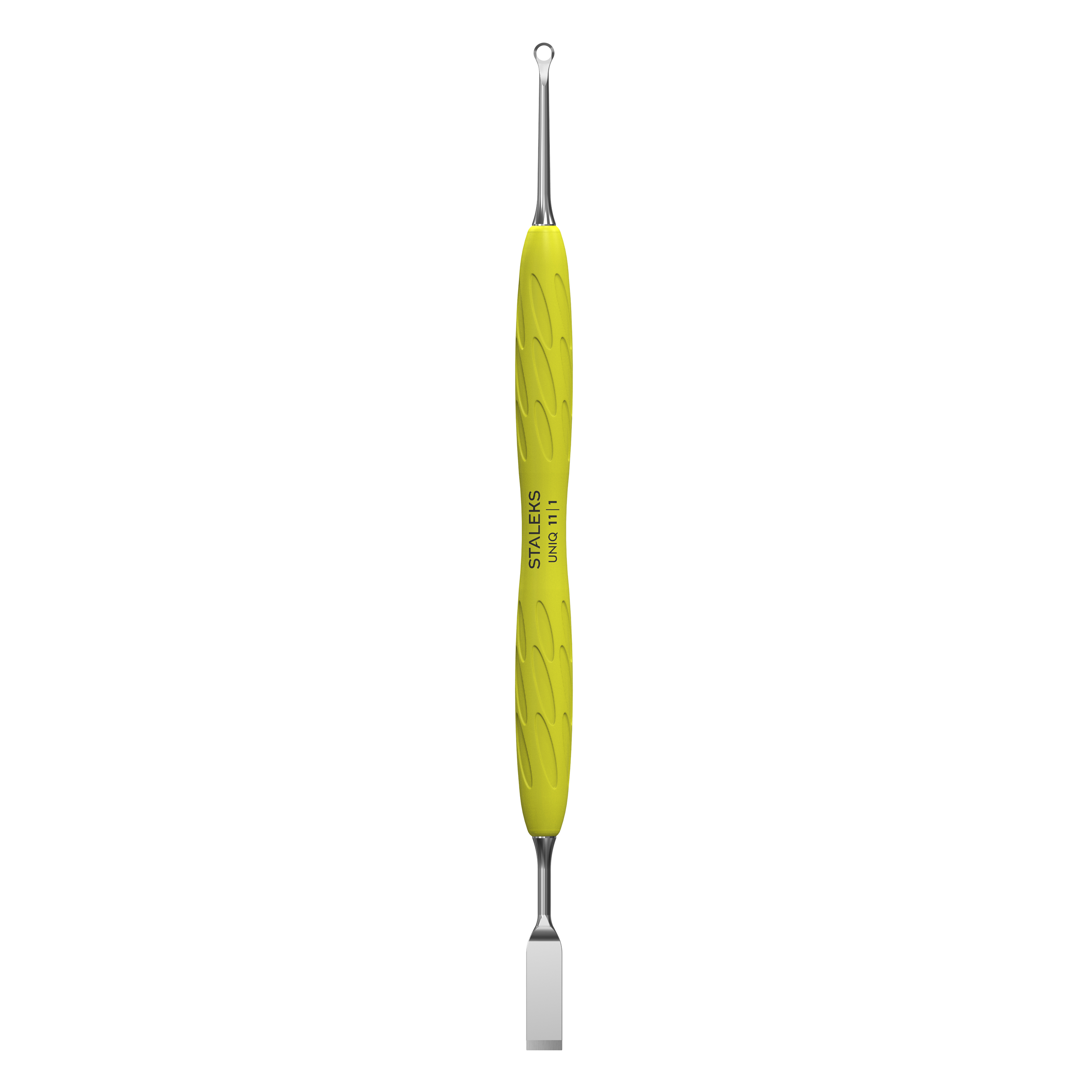 STALEKS Instrument pentru manichiură Gummy cu mâner galben din silicon UNIQ 11 TIP 1