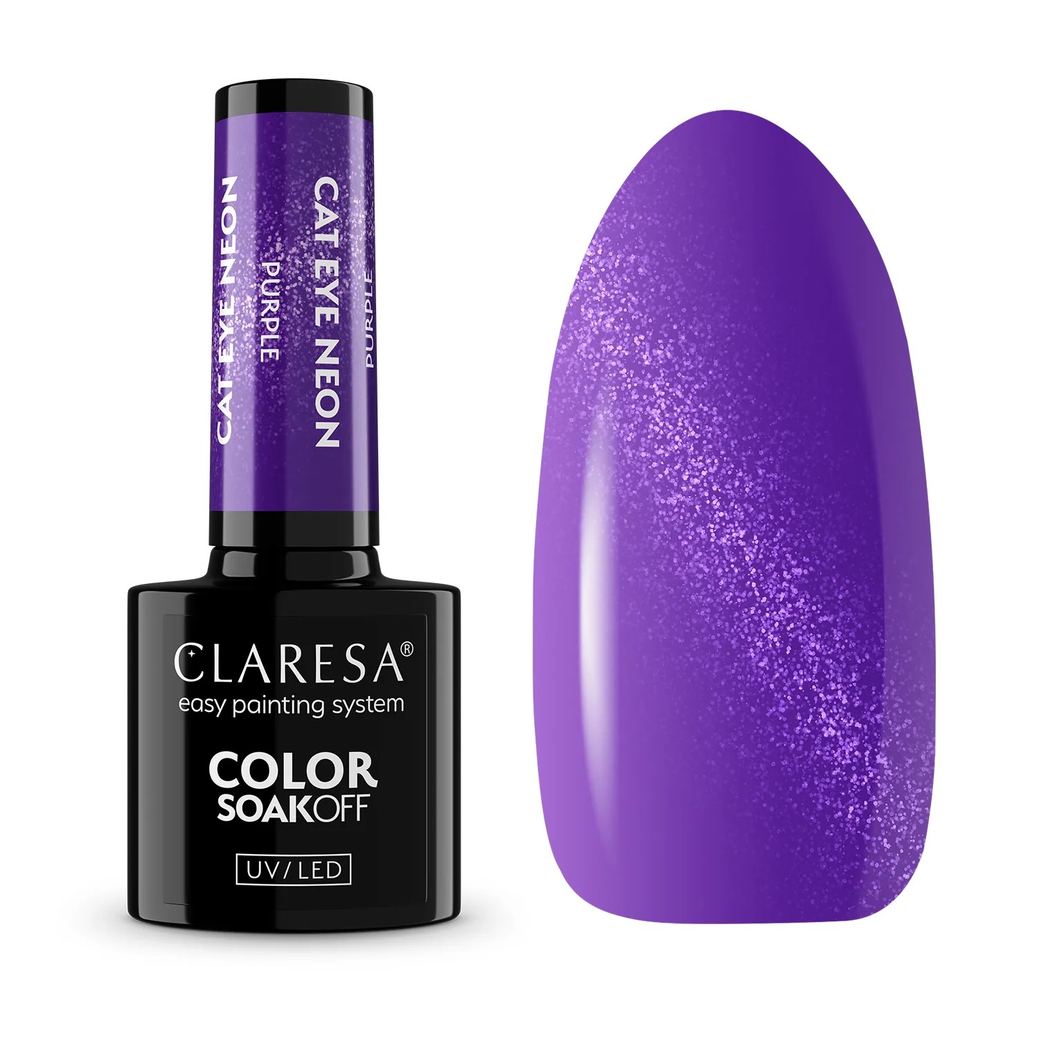 Claresa Lac de unghii hibrid Cat Eye Neon Purple