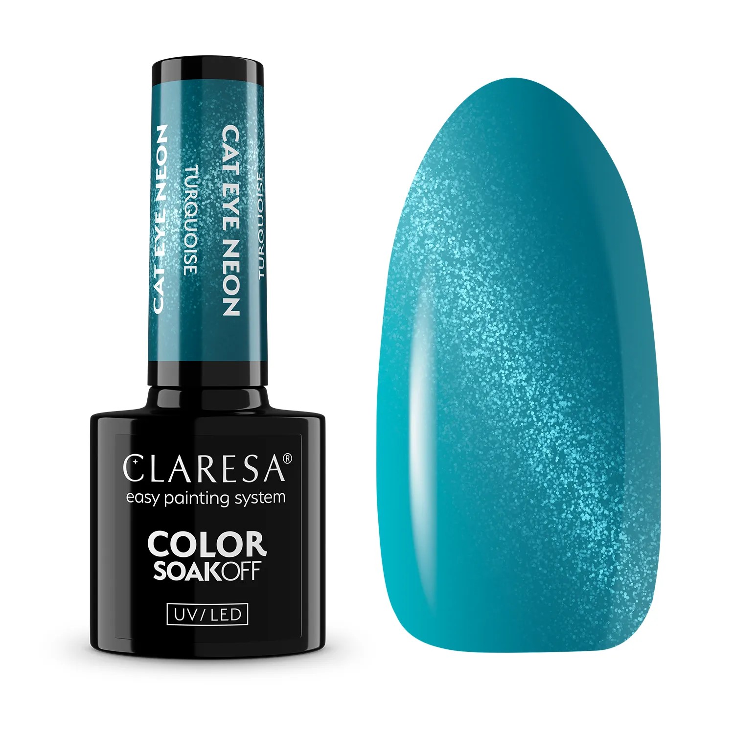 Claresa Lac de unghii hibrid Cat Eye Neon Turquoise