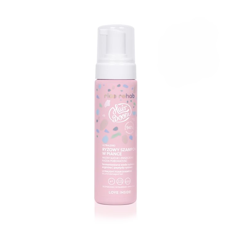 HairBoom Șampon ultraleger cu orez, sub formă de spumă, 200 ml
