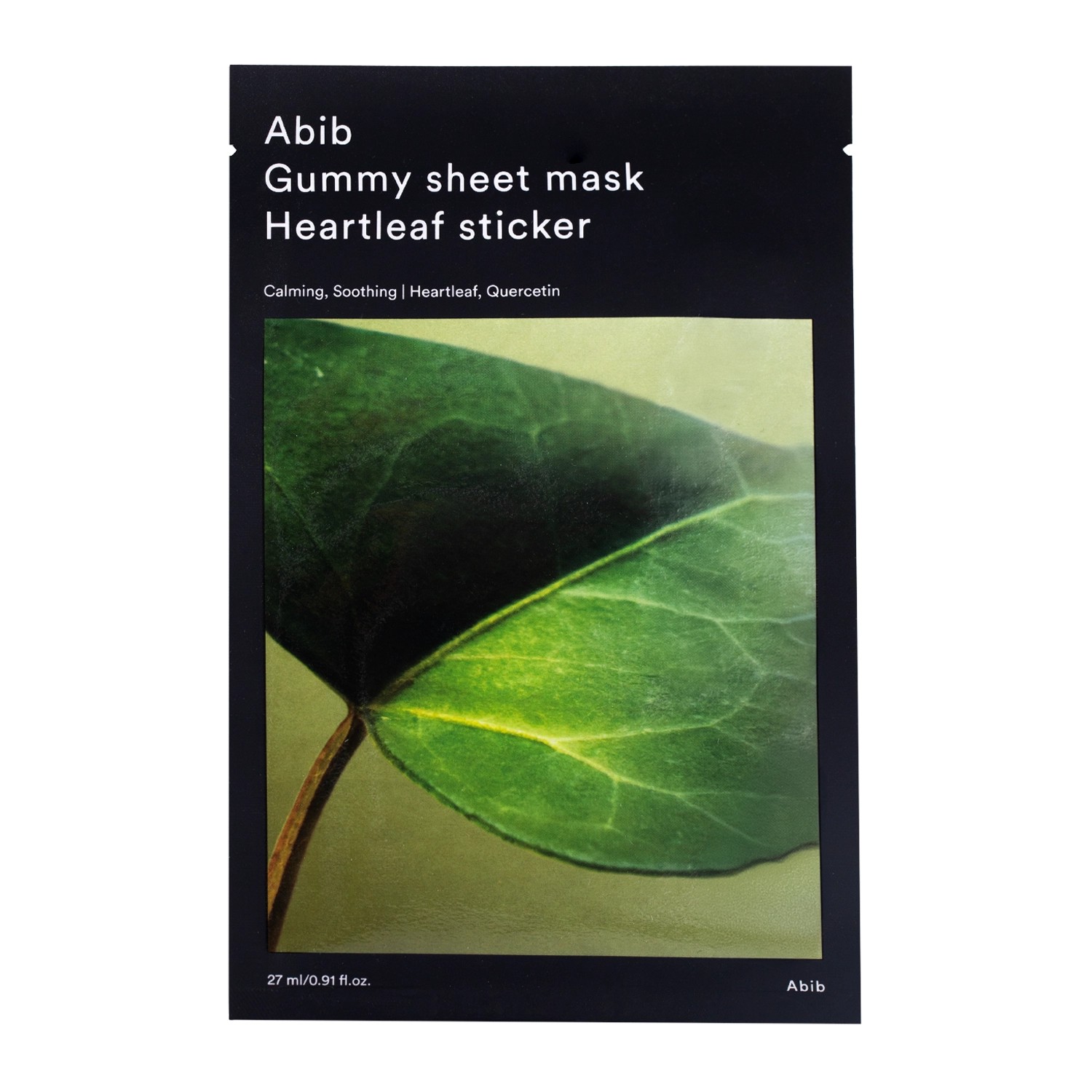 Abib Gummy Sheet Mask Heartleaf Sticker - Mască sub formă de foaie cu extract de frunză de inimă 27 ml
