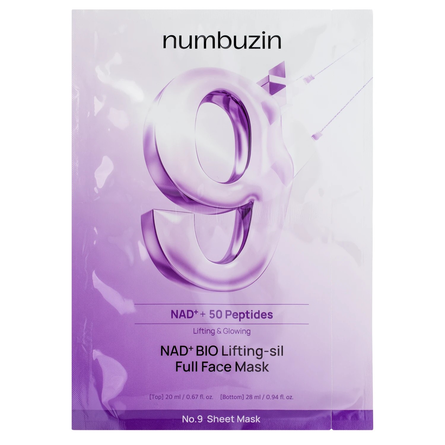 Numbuzin No:9+ NAD+ BIO Lifting Full Cover Facial Mask - Mască facială cu efect de lifting