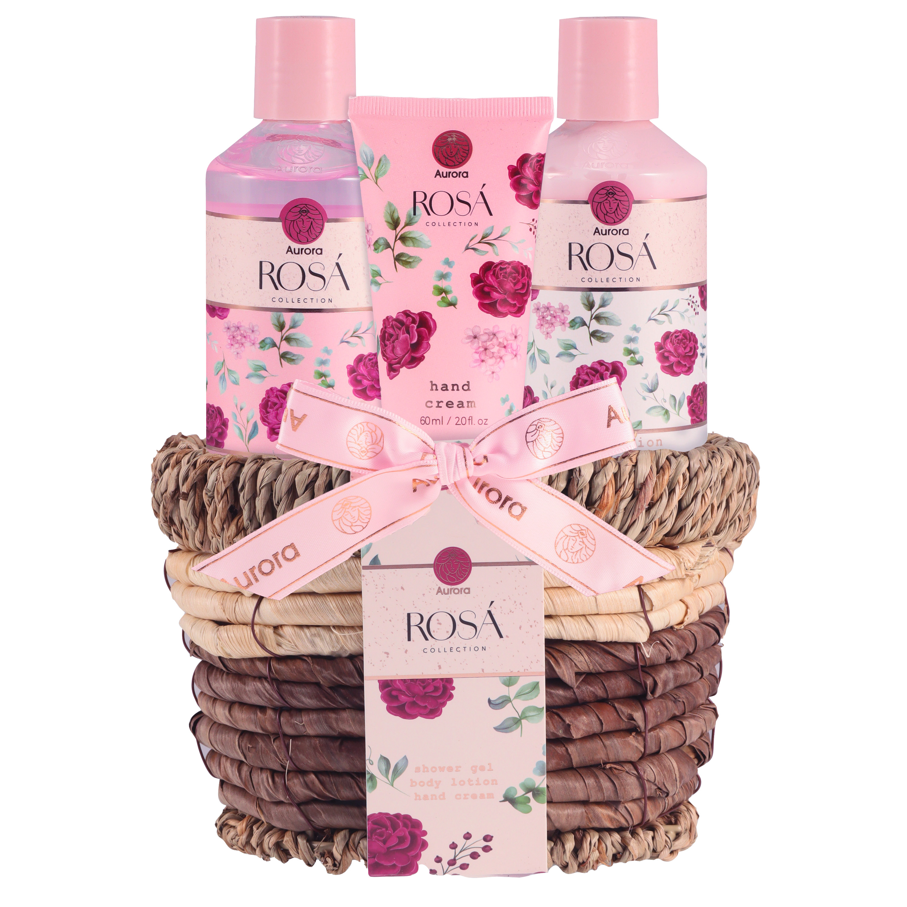 Aurora Set de produse cosmetice pentru îngrijire în coșuleț cu motiv de trandafir