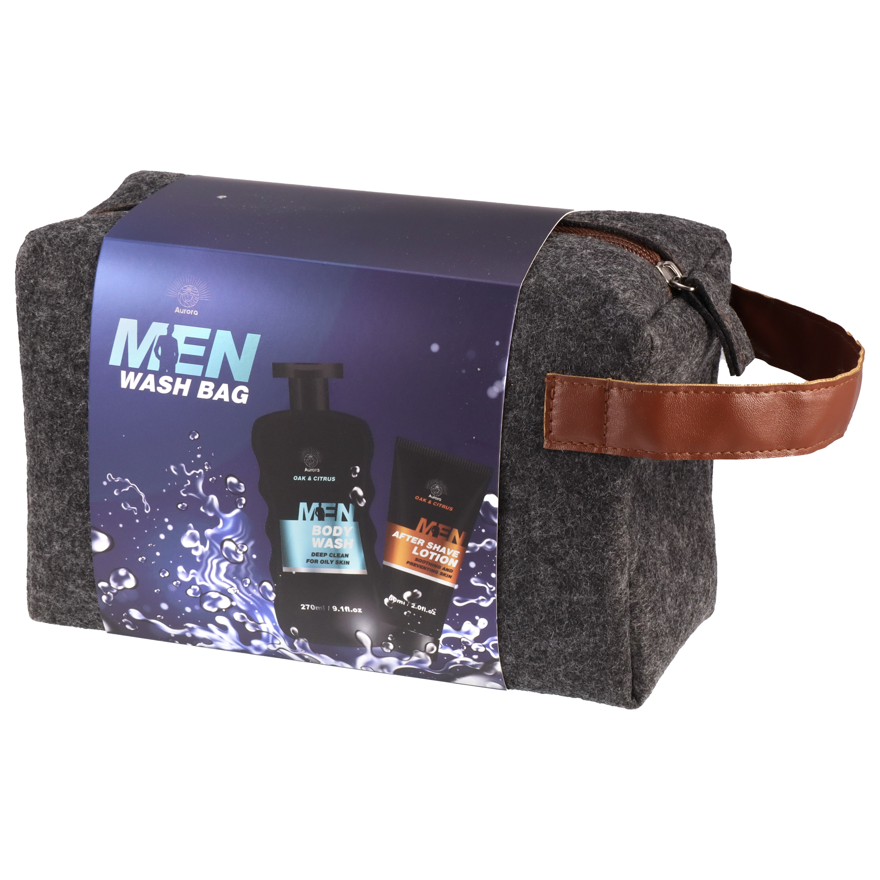 Aurora - Set de produse cosmetice pentru îngrijire destinate bărbaților, în trusă de cosmetice