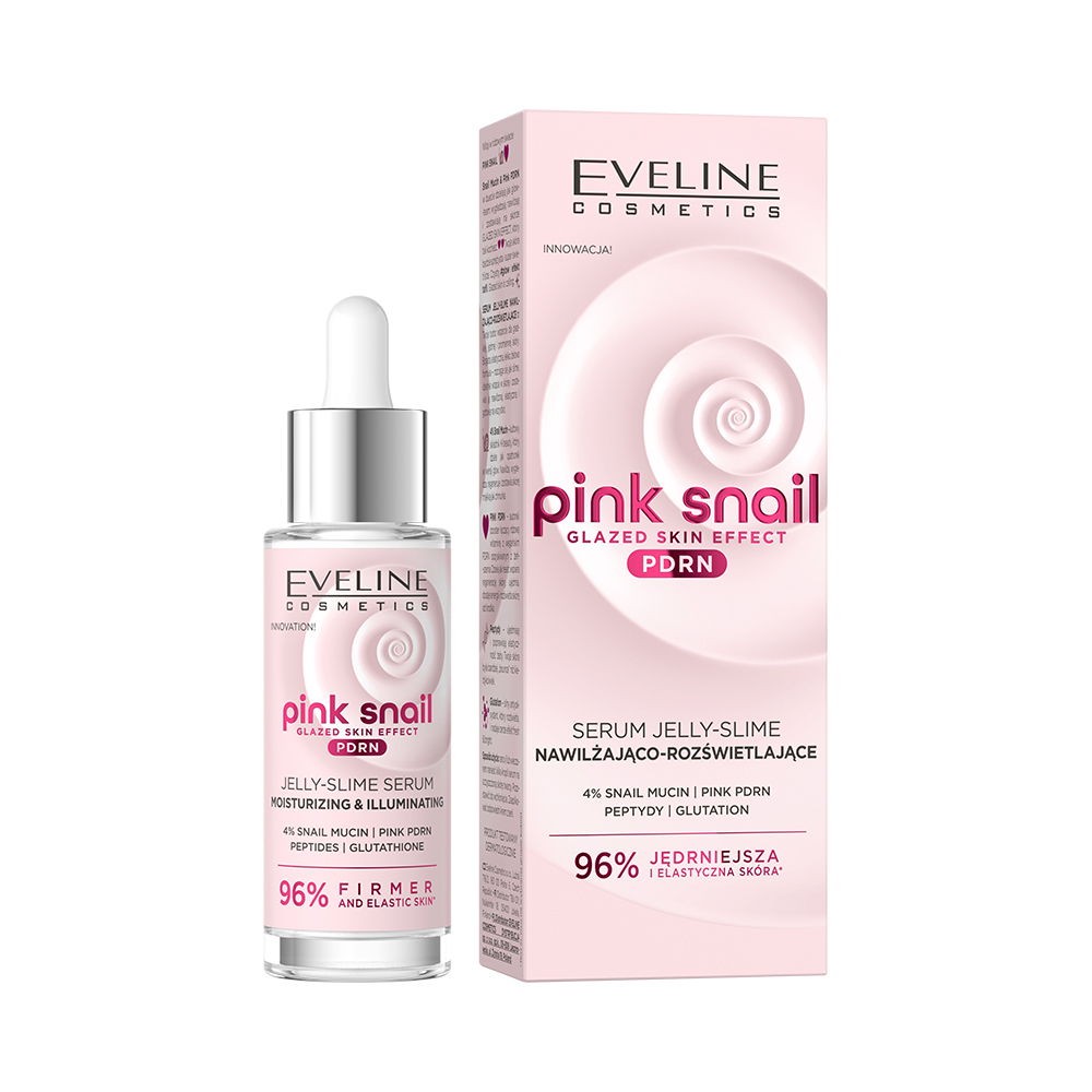 Eveline Pink Snail Glazed Skin Effect PDRN Serum Jelly-Slime Hidratant și Iluminator 30 ml