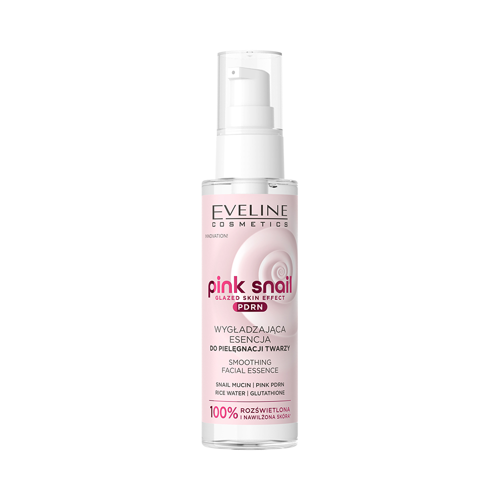 Eveline Pink Snail Glazed Skin Effect PDRN Esență netezitoare pentru îngrijirea tenului 100 ml