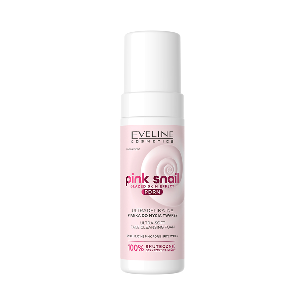 Eveline Pink Snail Glazed Skin Effect PDRN Spumă ultra-delicată pentru spălarea feței 150 ml