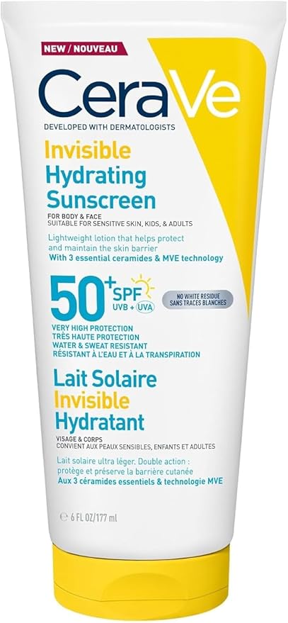 CeraVe Invisible Hydrating Sunscreen - Cremă hidratantă cu protecție solară SPF50+ 177 ml
