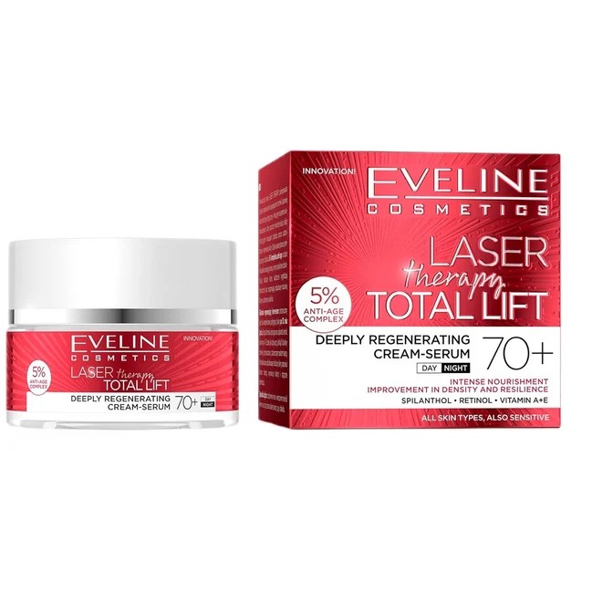 Eveline Laser Therapy Total Lift Cremă-ser cu efect regenerant profund 70+ 50 ml