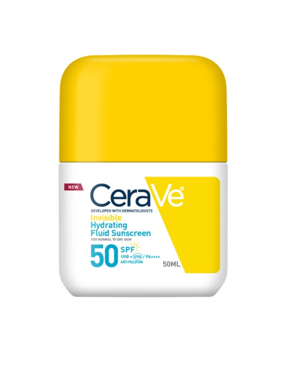CeraVe Invisible Hydrating Fluid Sunscreen - Cremă hidratantă cu protecție solară SPF50, 50 ml