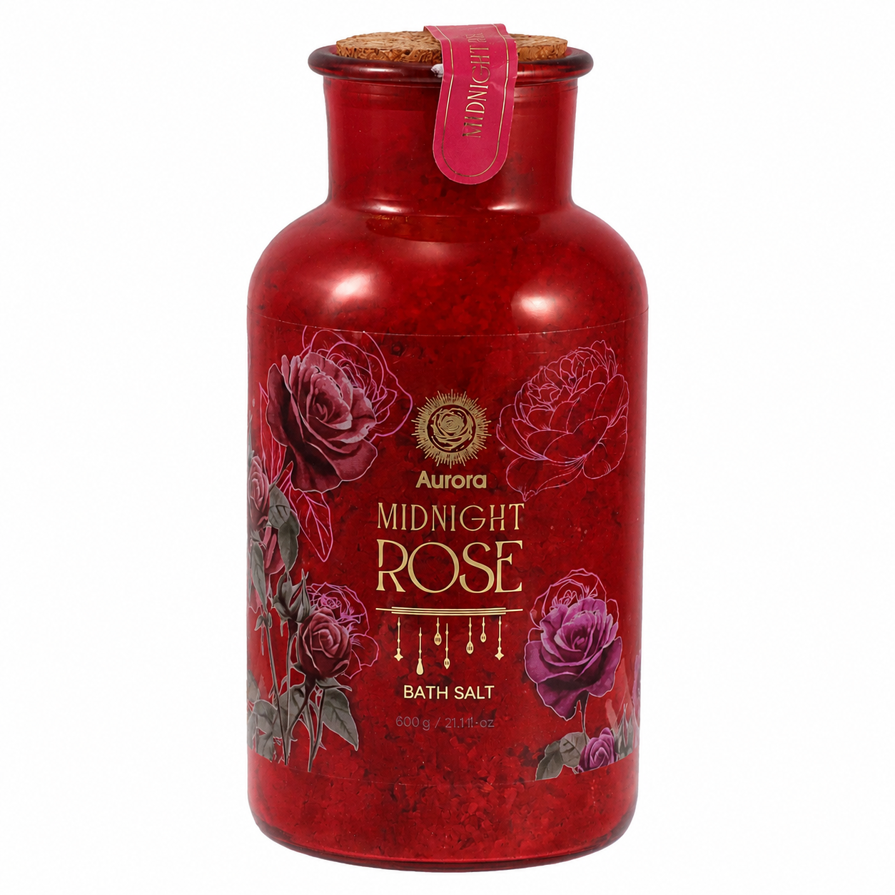 Aurora Sare de baie Midnight Rose cu trandafir uscat 600 g