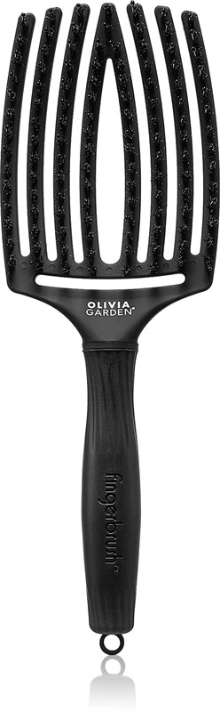 Olivia Garden Perie de păr Fingerbrush din păr de mistreț și nailon, L, negru