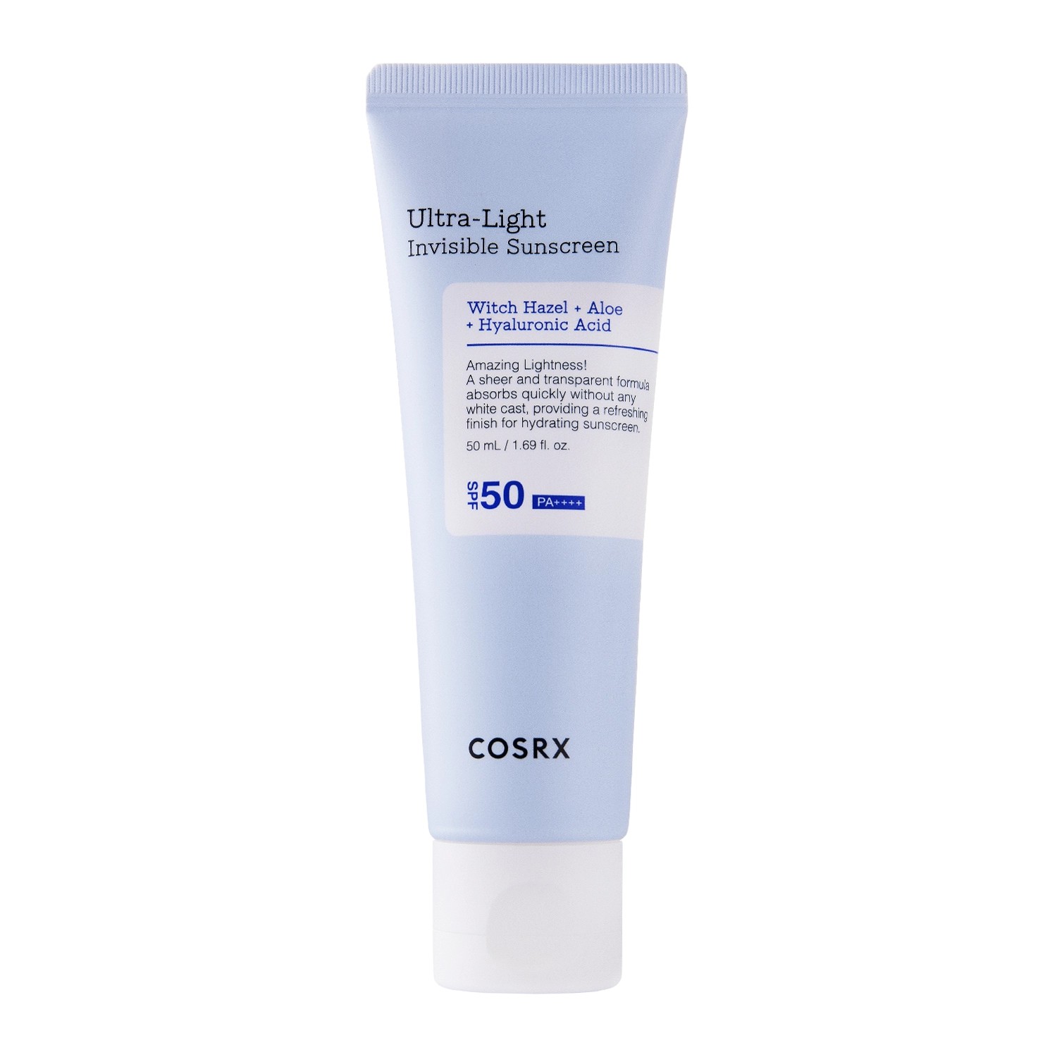 COSRX Light Invisible Sunscreen - Cremă ușoară hidratantă cu protecție solară SPF50 PA++++, 50 ml