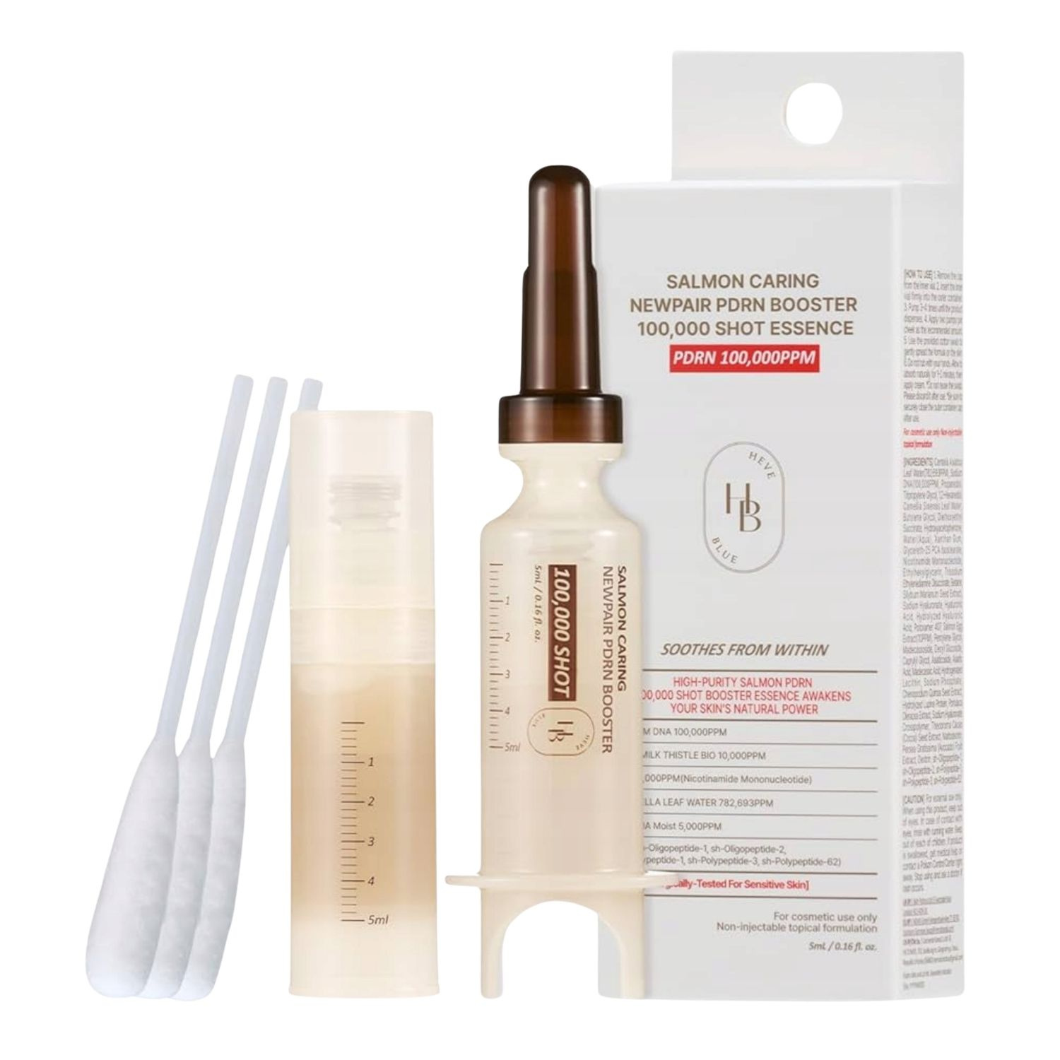 Heveblue Salmon Caring Newpair PDRN Booster 100.000 Shot Essence - Ampulă regenerantă pentru față, 5 ml