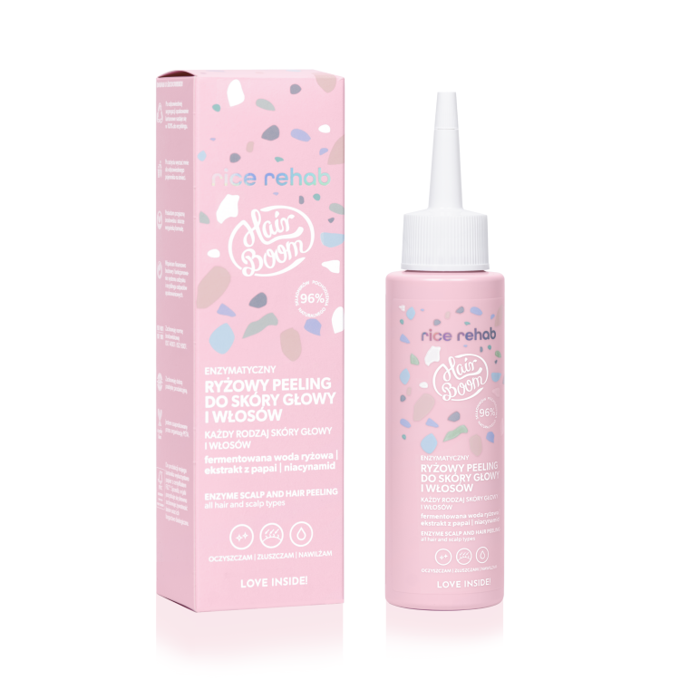 HairBoom Exfoliant enzimatic pe bază de orez pentru scalp și păr 100 ml