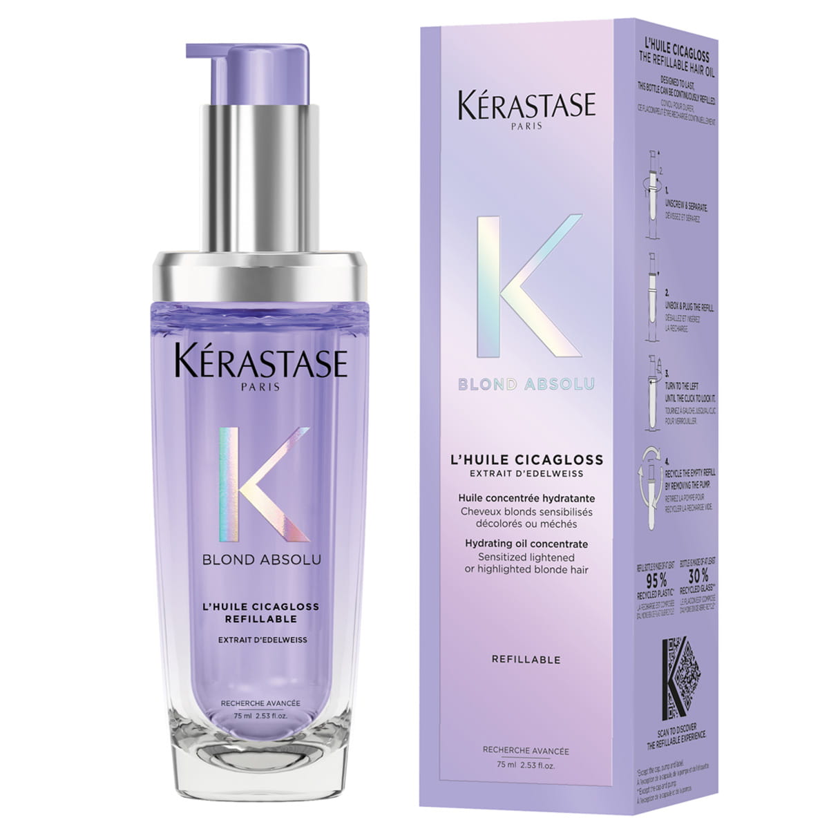 Kerastase Blond Absolu Cicagloss - Ulei pentru păr blond, reîncărcabil, 75 ml