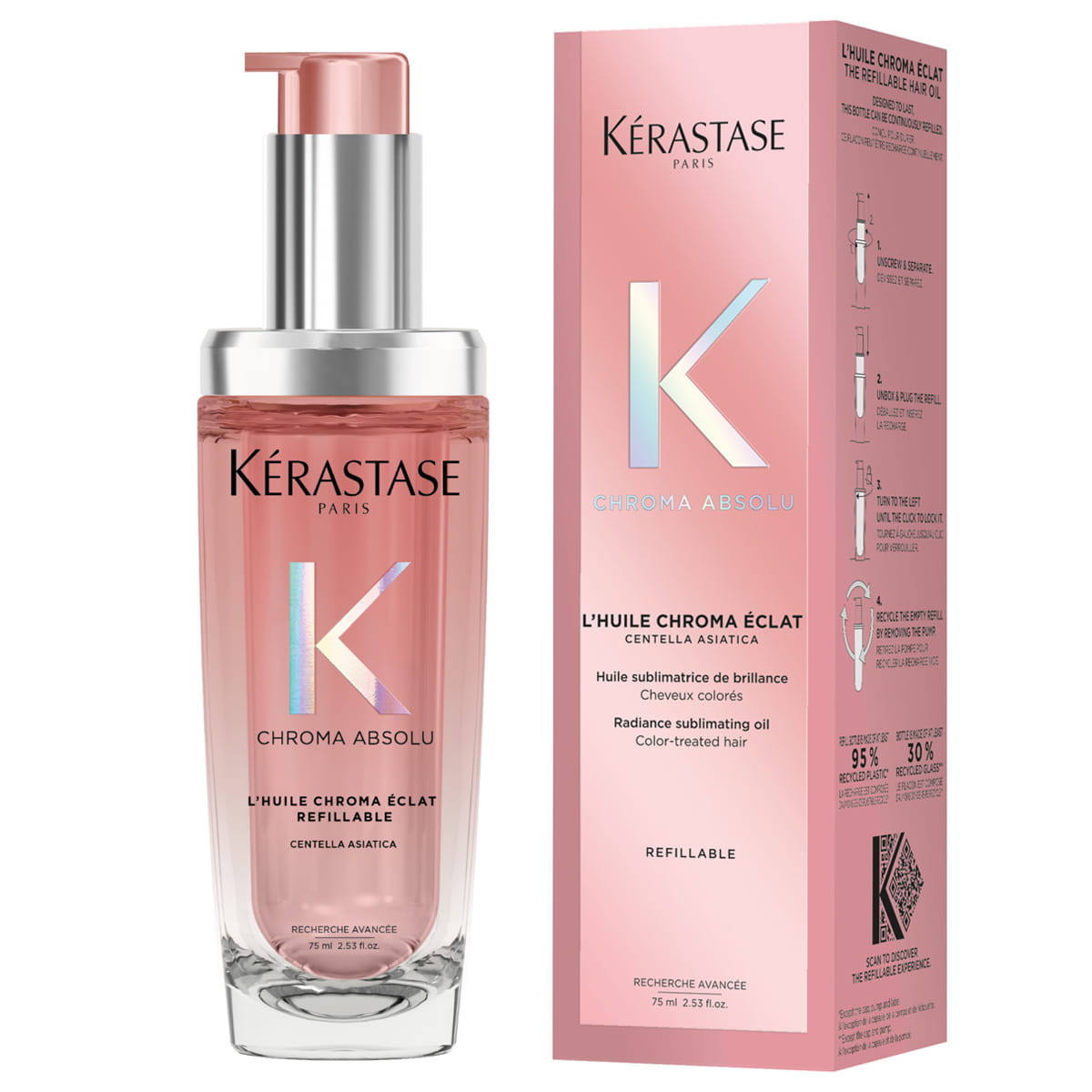 Kerastase Chroma Absolu Refillable - Ulei iluminator pentru părul vopsit, cu posibilitate de reumplere, 75 ml