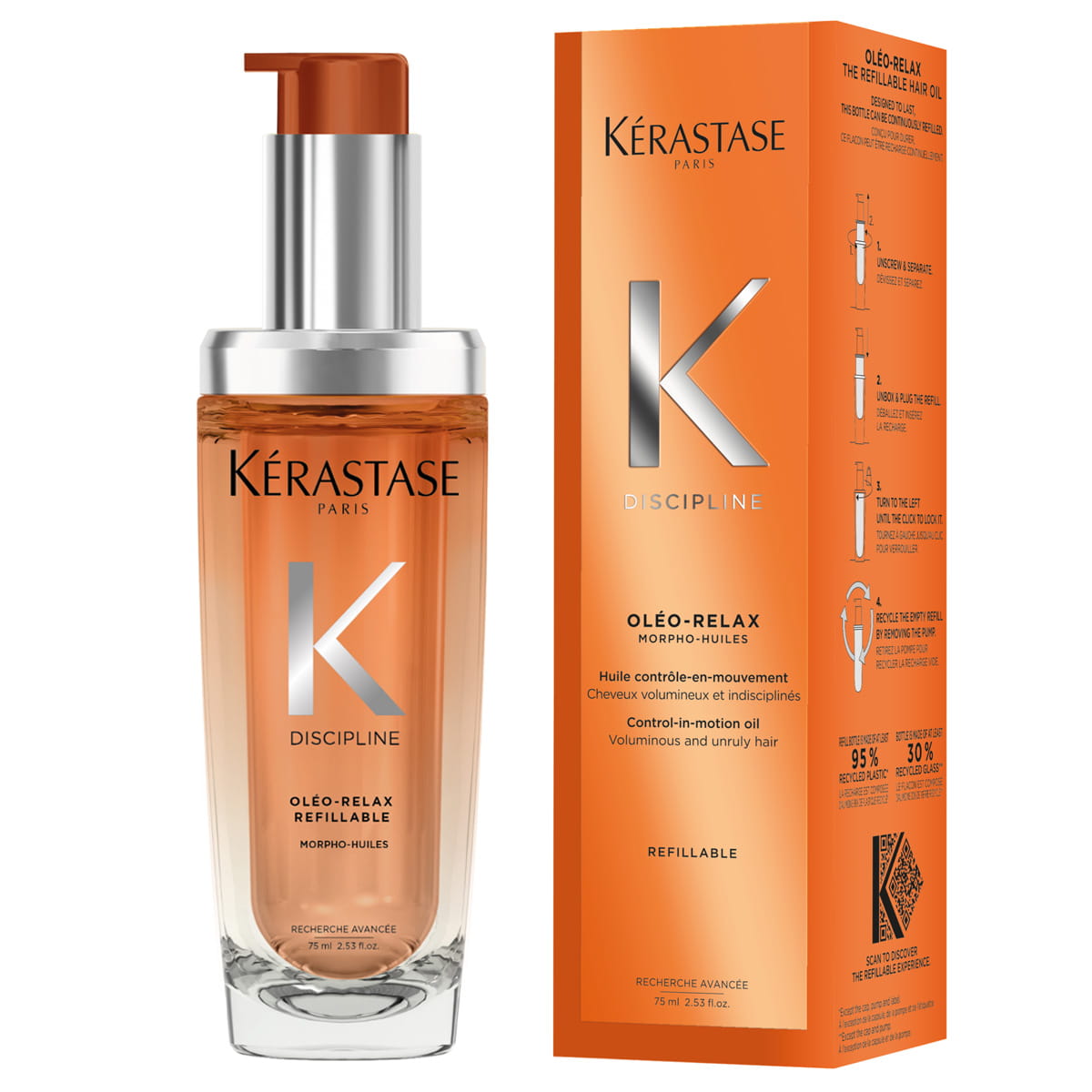 Kerastase Discipline Oleo-Relax Refillable - Ulei pentru părul creț, cu posibilitate de reumplere, 75 ml