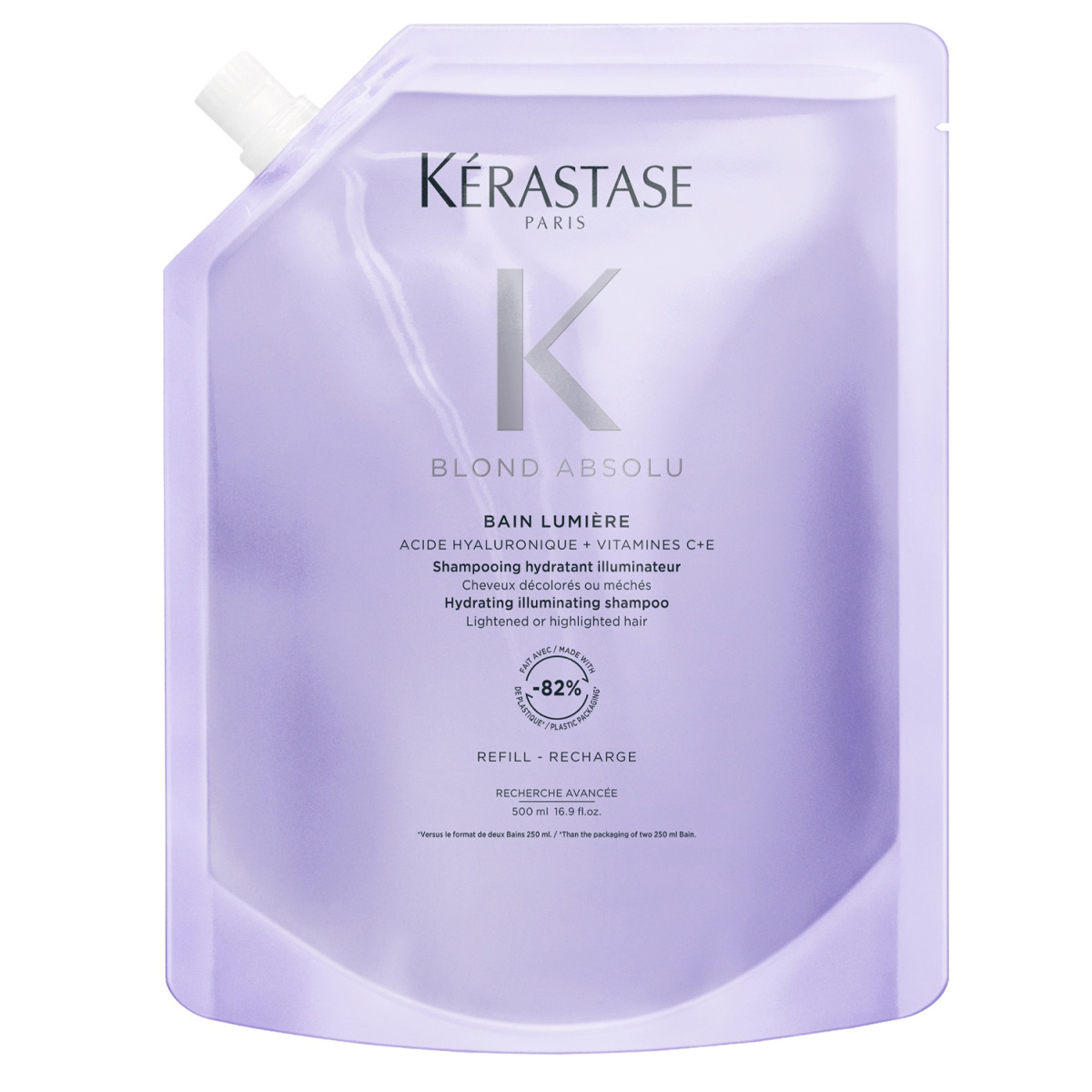 Kerastase Blond Absolu Bain Lumière - Șampon hidratant și iluminator pentru părul blond, 500 ml, rezerve