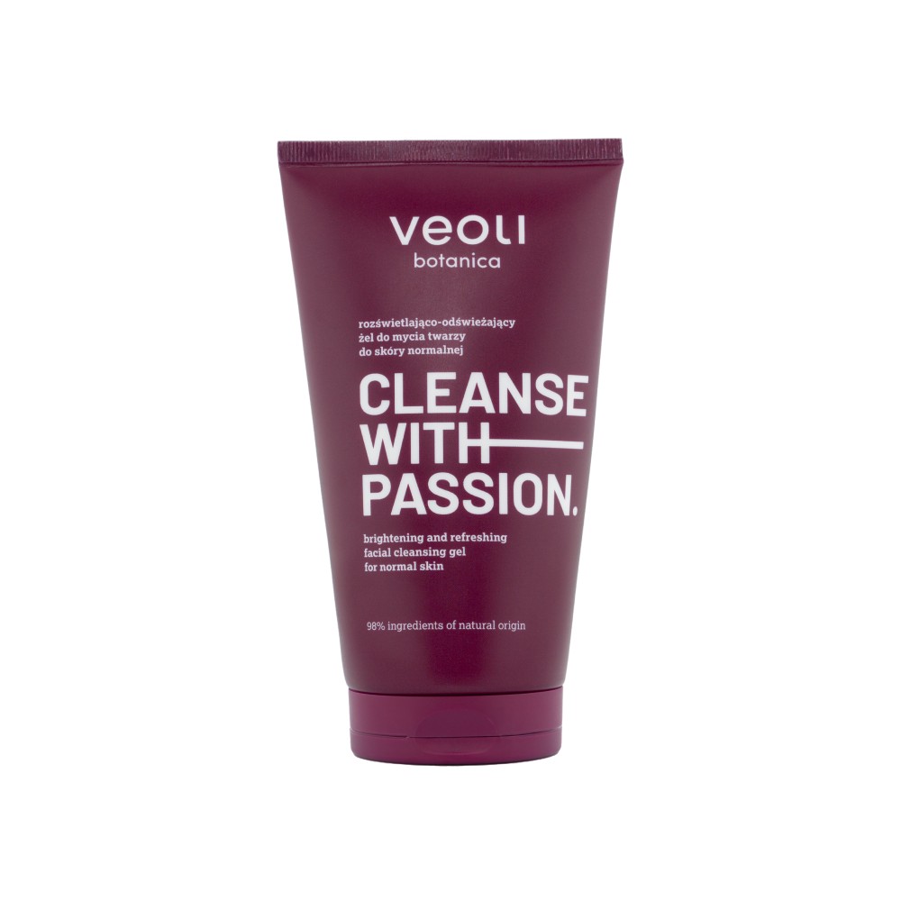 Veoli Botanica Cleanse With Passion Gel de curățare pentru față cu efect iluminator și revigorant, pentru ten normal, 150 ml
