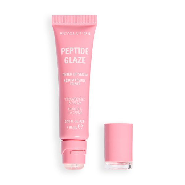 Makeup Revolution Peptide Glaze - Ser colorat pentru buze Strawberries & Cream