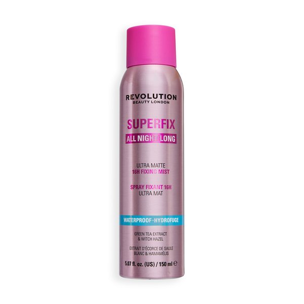 Makeup Revolution Superfix All Night Long - Spray fixator rezistent la apă pentru fixarea machiajului, 150 ml