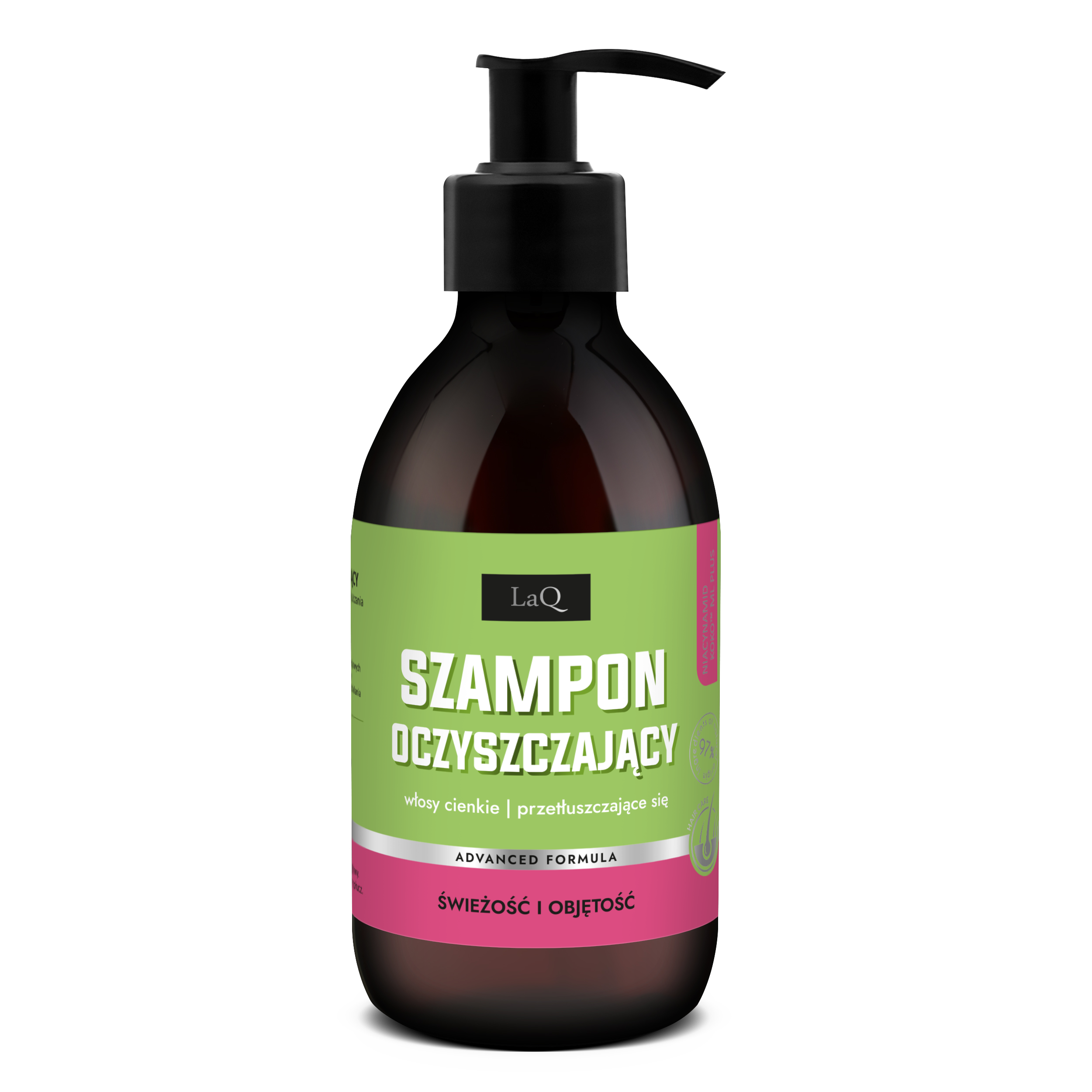 LaQ Șampon purificator pentru păr fin și gras, cu kiwi și struguri, 300 ml