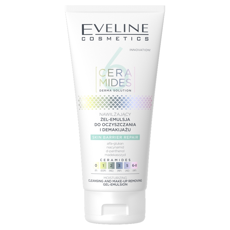 Eveline 6 Ceramide Gel-emulsie hidratantă pentru curățare și demachiere 150 ml