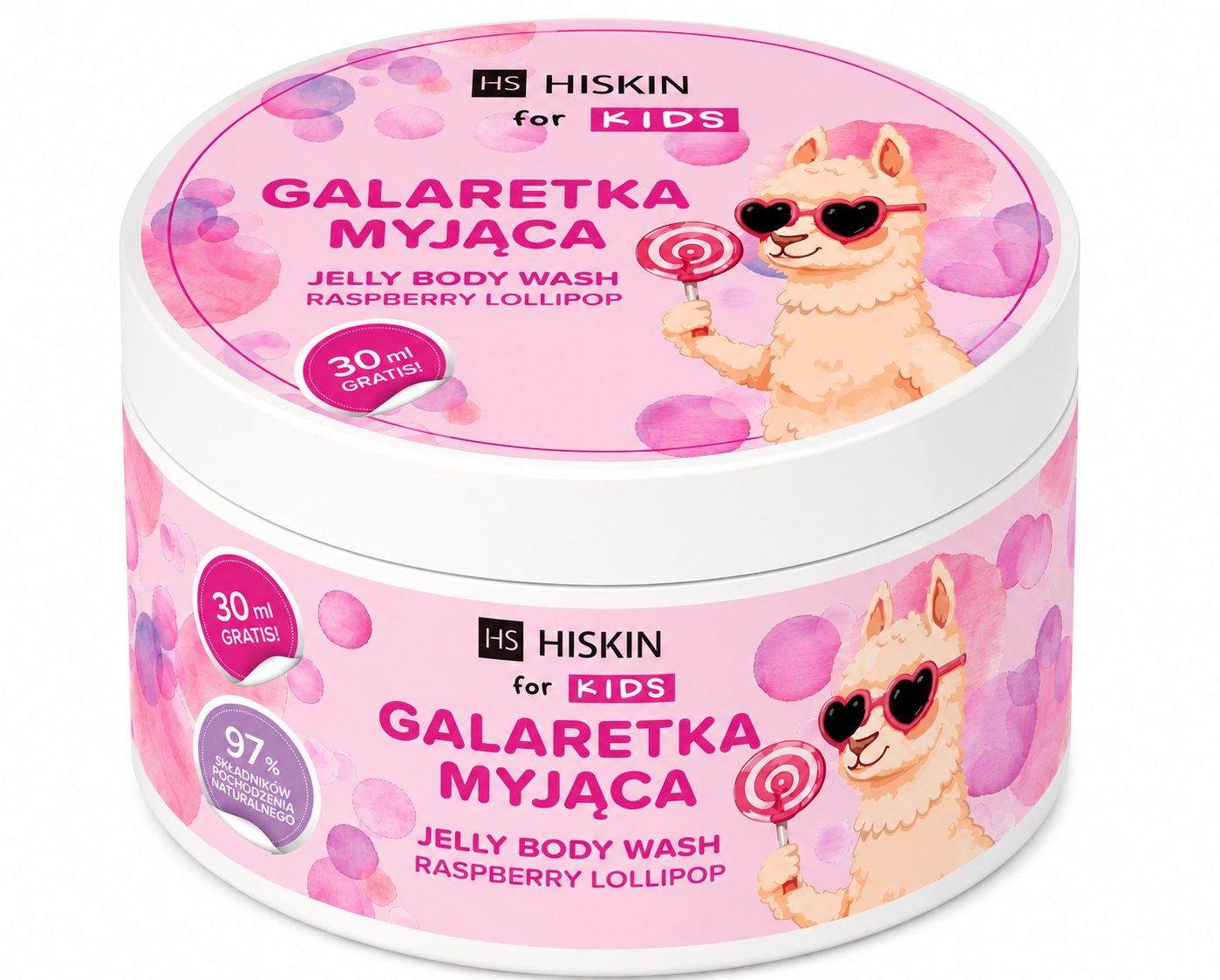 HISKIN Jelly Body Wash - Gel de duș pentru copii cu aromă de zmeură, 180 ml