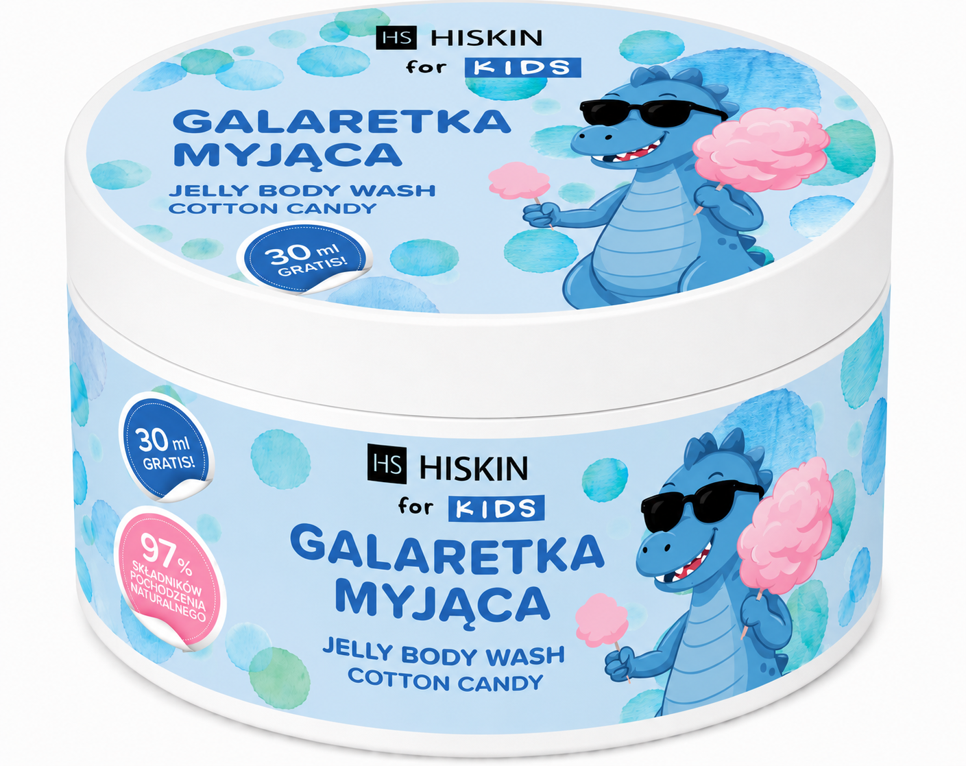 HISKIN Jelly Body Wash - Gel de duș pentru copii cu aromă de vată de zahăr, 180 ml