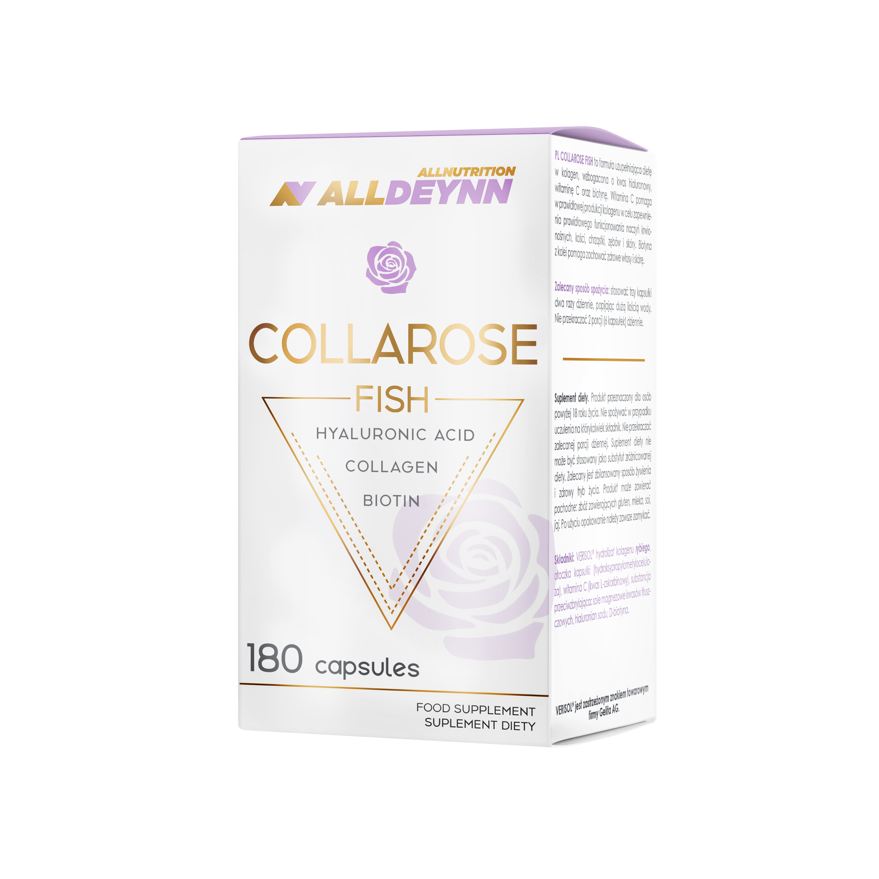 ALLNUTRITION Alldeynn Collarose Fish - Supliment alimentar cu aromă de zmeură și căpșuni sălbatice, 180 de pastile masticabile