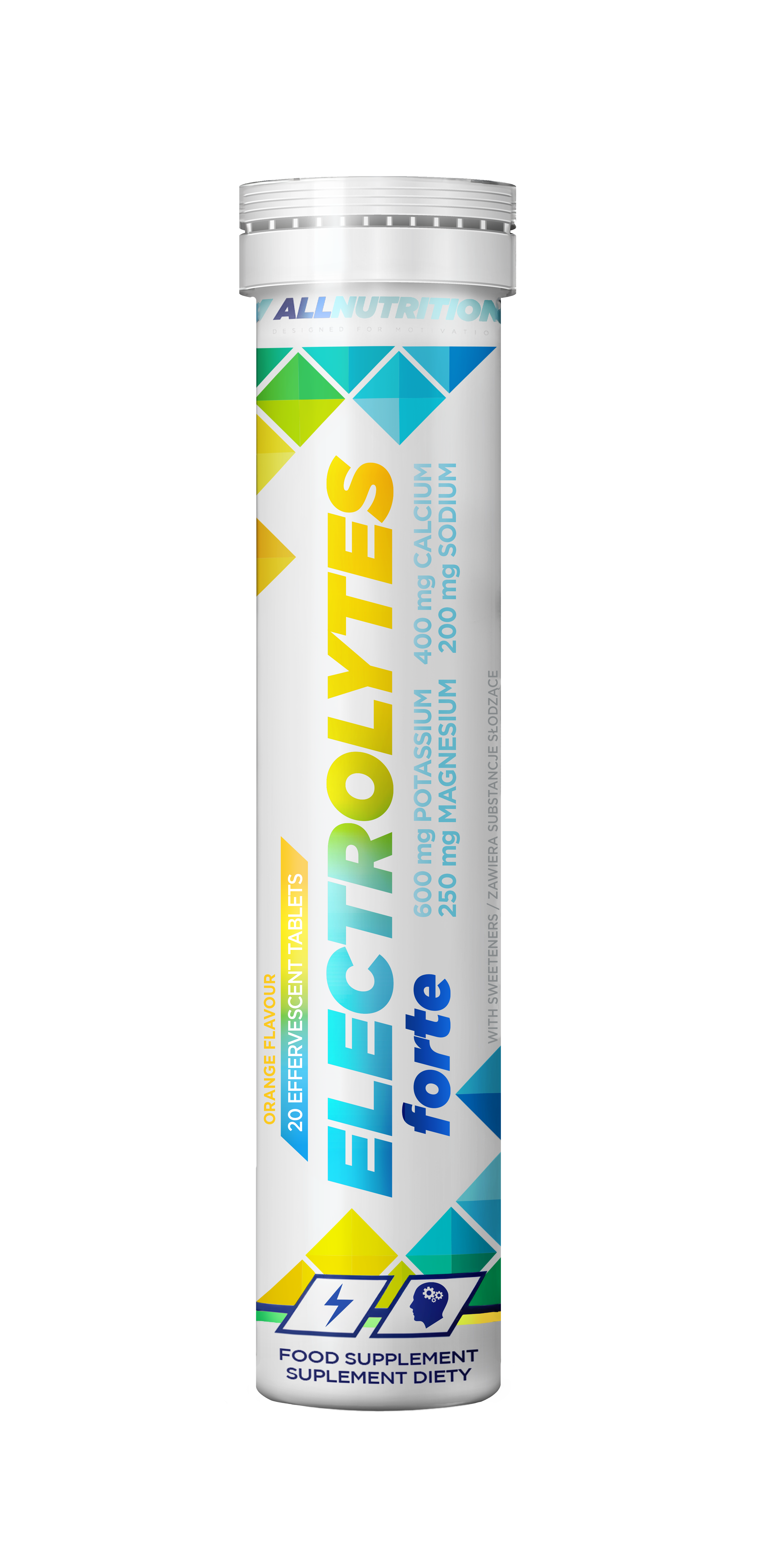 ALLNUTRITION Electroliti Forte - Supliment alimentar cu aromă de portocală, 20 de tablete efervescente