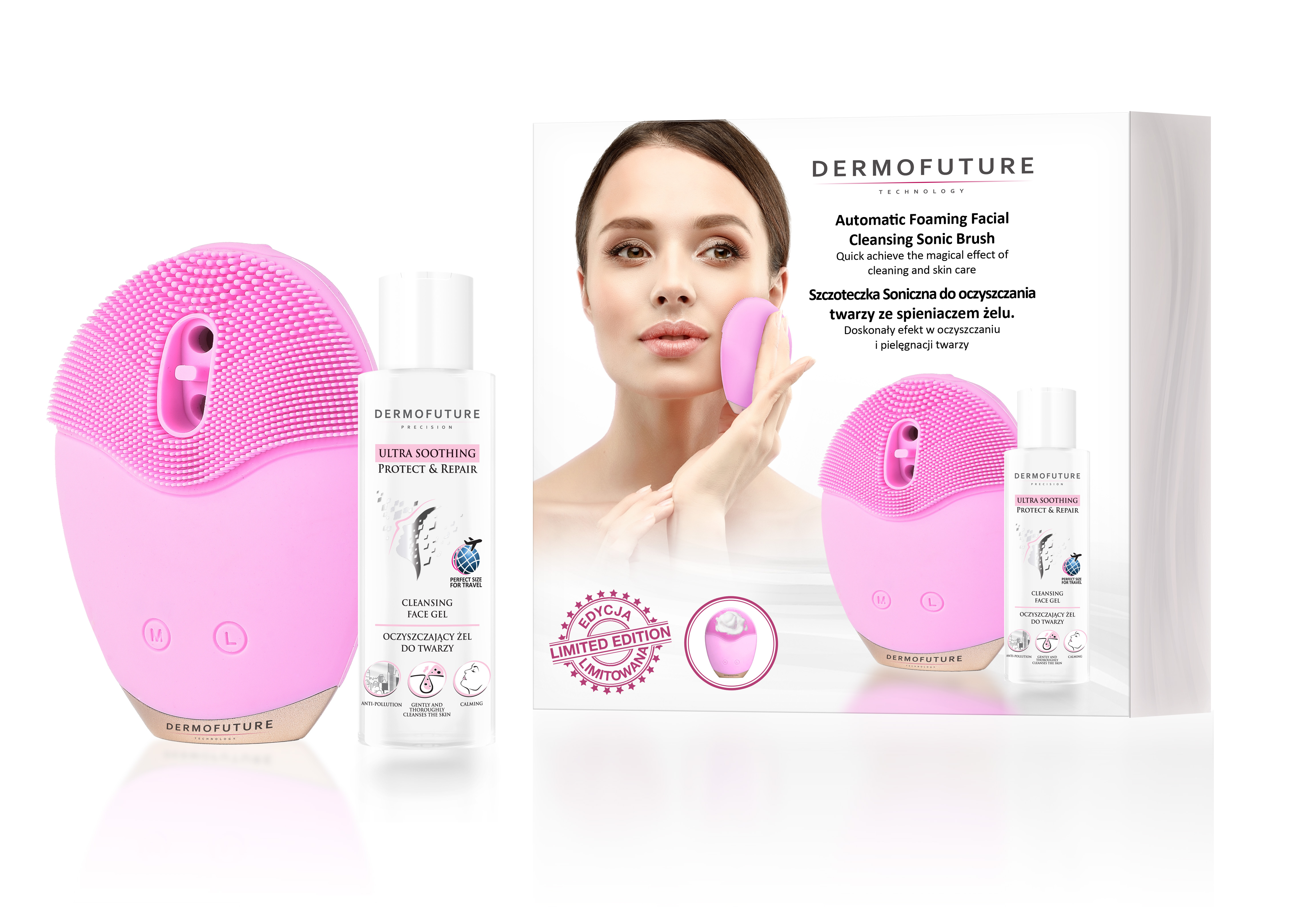 DermoFuture Pink Foaming Brush + Gel